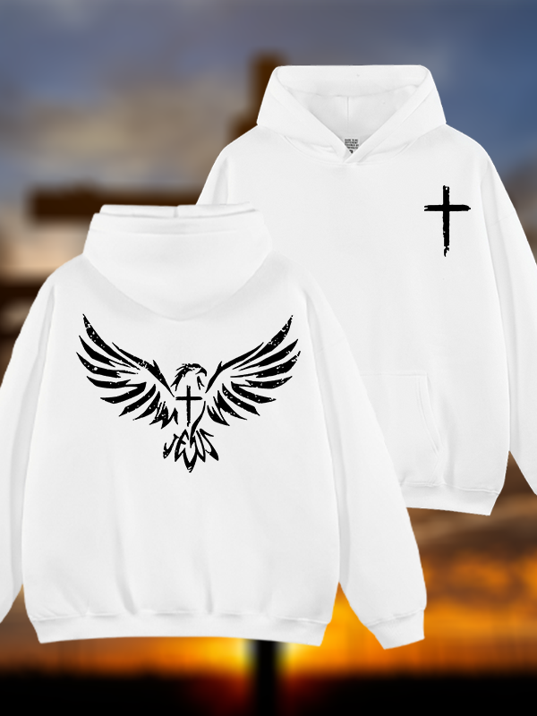Wings Like Eagles Jesus God Christian Plush Fleece-Lined Hoodie