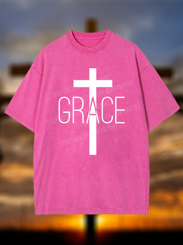 Grace Cross Christian Washed T-Shirt