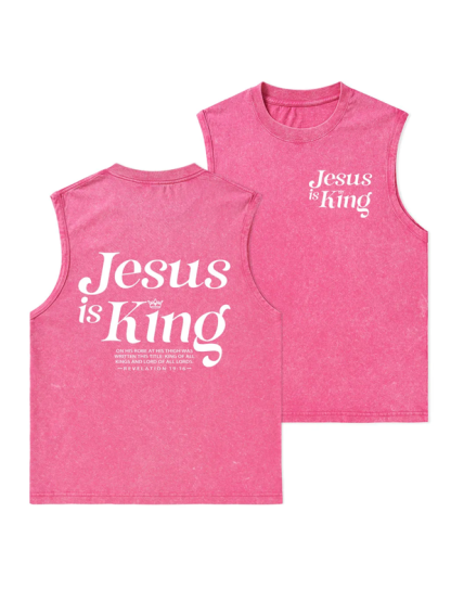 Jesus Is King Christian Washed Tank