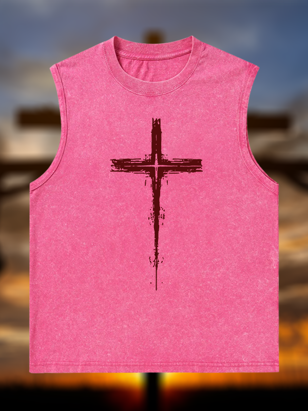 Light of Cross Jesus God Christian Washed Tank