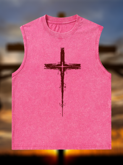 Light of Cross Jesus God Christian Washed Tank