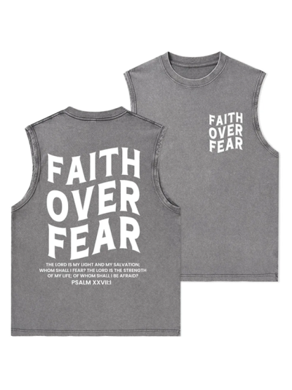 Faith Over Fear Christian Washed Tank