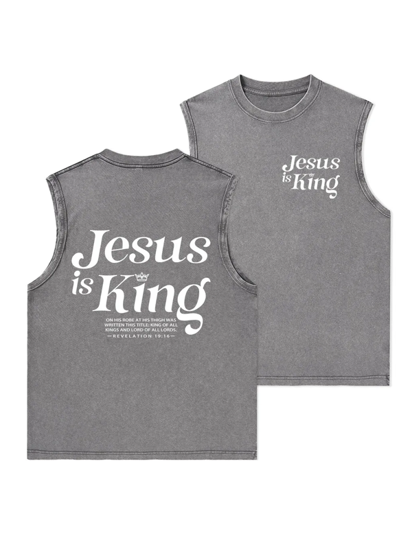 Jesus Is King Christian Washed Tank