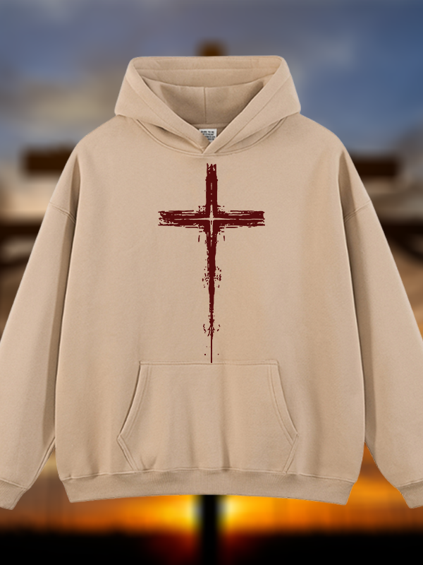 Light of Cross Jesus God Christian Plush Fleece-Lined Hoodie