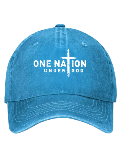 One Nation Under God Cross  Christian Hat