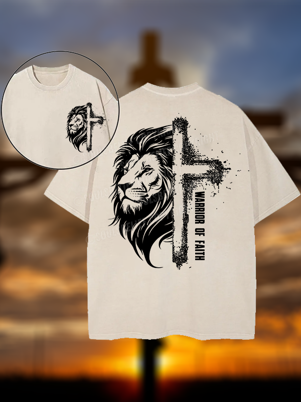 Warrior of Faith Christian Washed T-Shirt