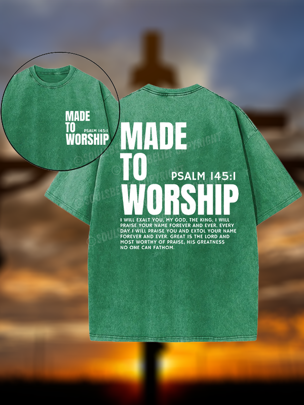 Made To Worship Jesus God Christian Washed T-Shirt