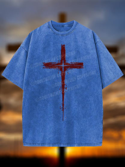 Light of Cross Jesus God Christian Washed T-Shirt