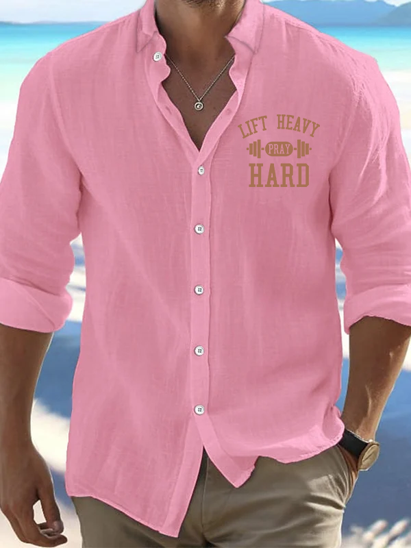Lift Heavy Pray Hard Christian Resort Casual Shirt