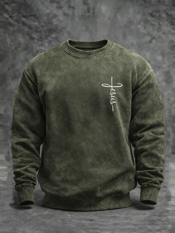 Jesus Cross Jesus God Christian Washed Sweatshirt