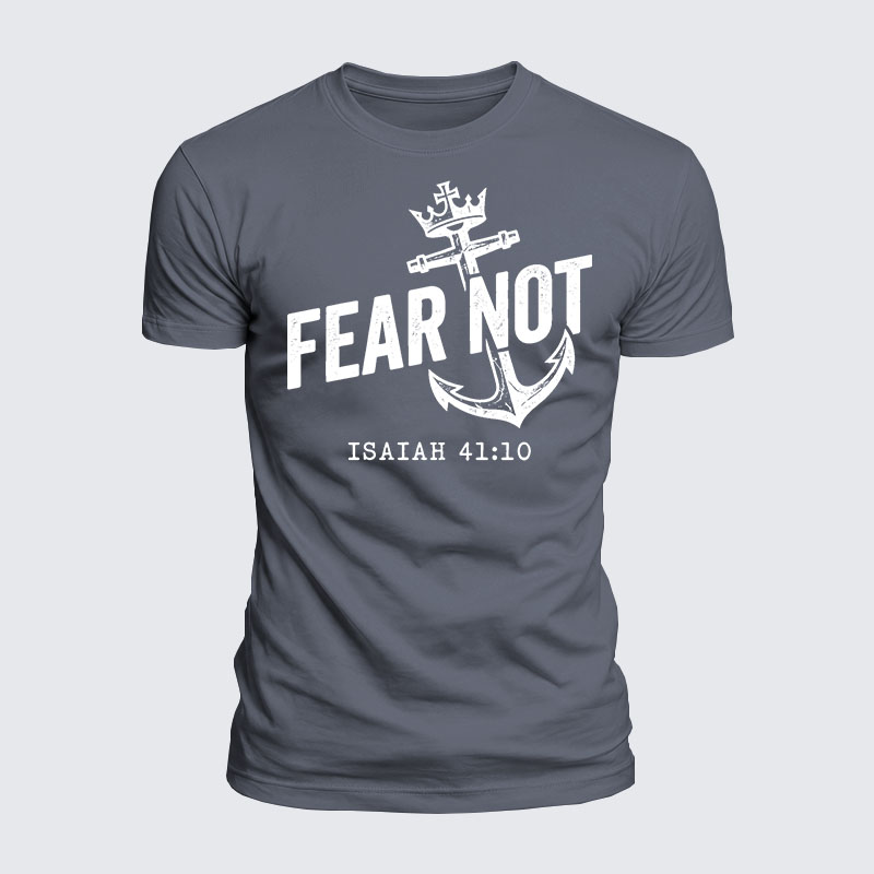 Fear Not Isaiah 41:10 Jesus God Christian  – Luxe Mercerized Interlock Cotton Tee