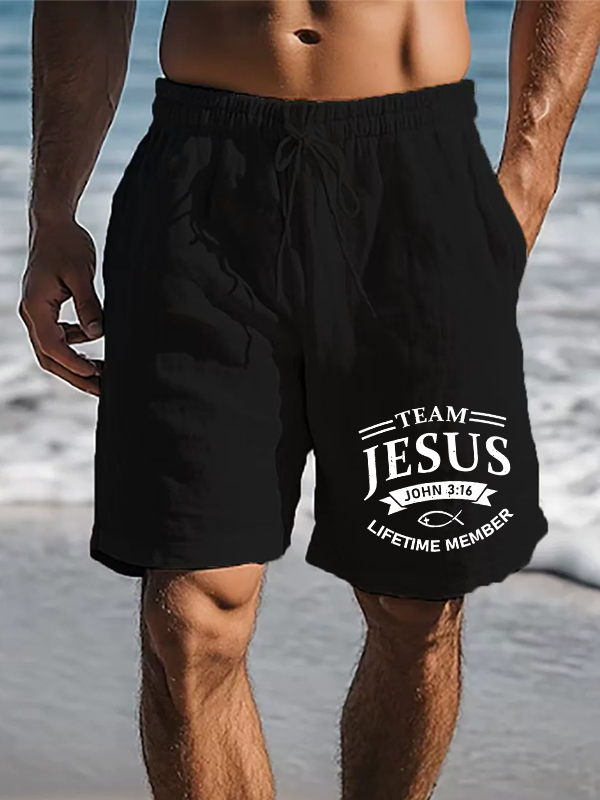 Men's Jesus Team Christian Beach Shorts