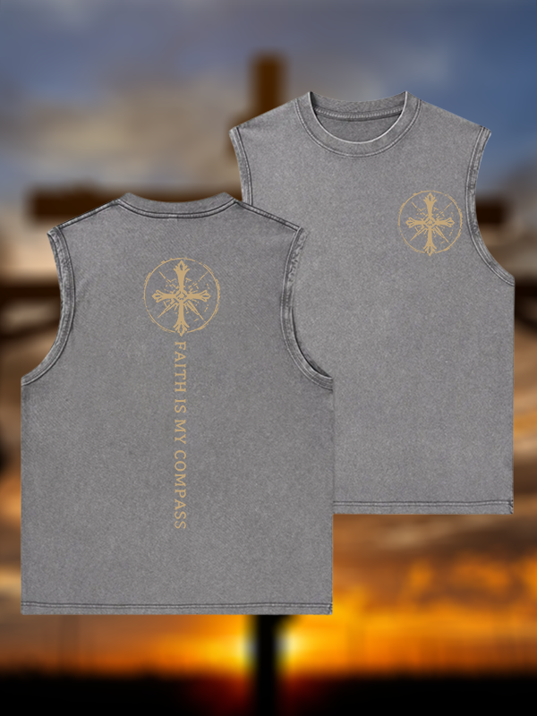 Faith Is My Compass Jesus God Christian Washed Tank