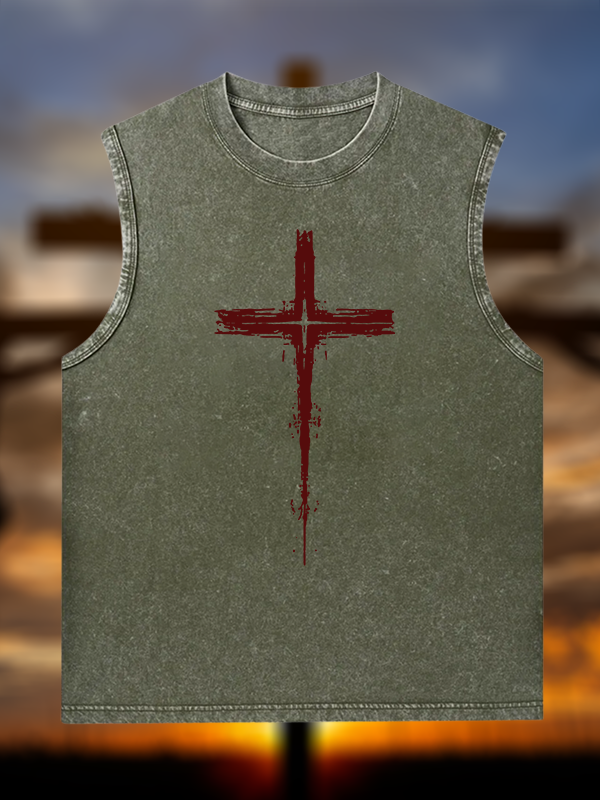 Light of Cross Jesus God Christian Washed Tank