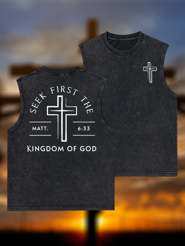 Seek First The Kingdom Of God Jesus God Christian Washed Tank