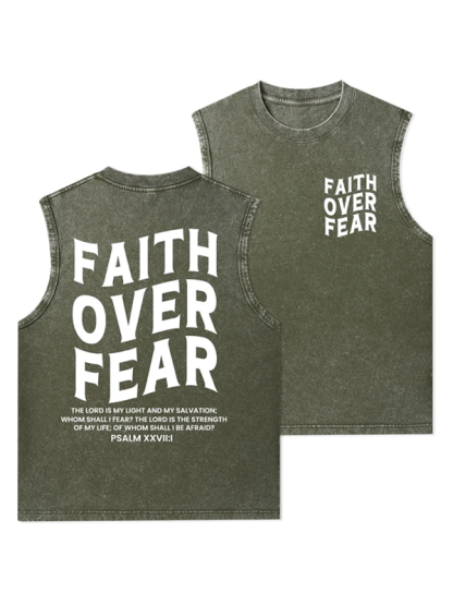 Faith Over Fear Christian Washed Tank