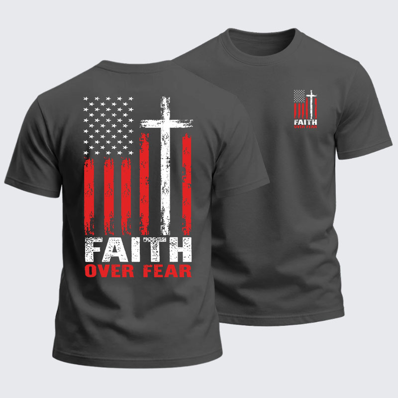 Heavyweight Cotton Tee - Faith Over Fear Flag