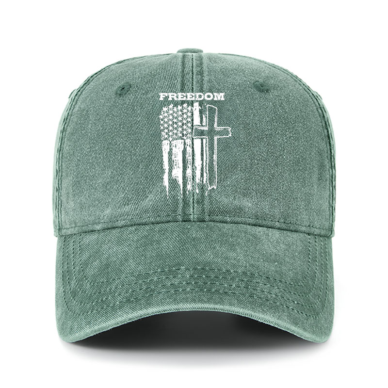 Heritage Washed Cap - Freedom Cross Vertical Flag