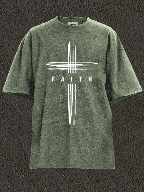 Faith Cross Christian Washed T-Shirt