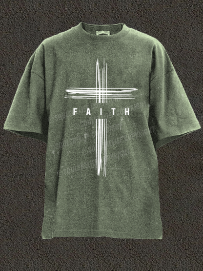 Faith Cross Christian Washed T-Shirt