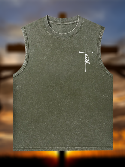 Faith Jesus God Christian Washed Tank
