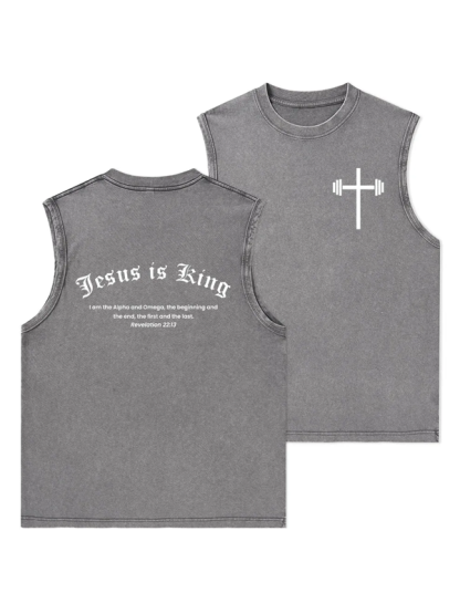 Jesus Is King  Christian Washed Tank