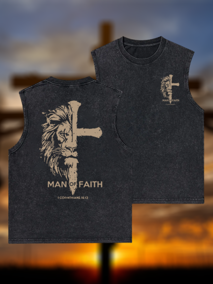 Man of Faith  Jesus God Christian Washed Tank