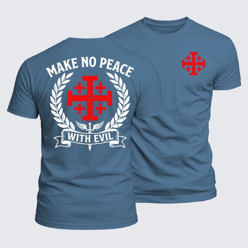 Luxe Mercerized Cotton Tee -  Make No Peace with Evil Knight Templar Jerusalem Cross