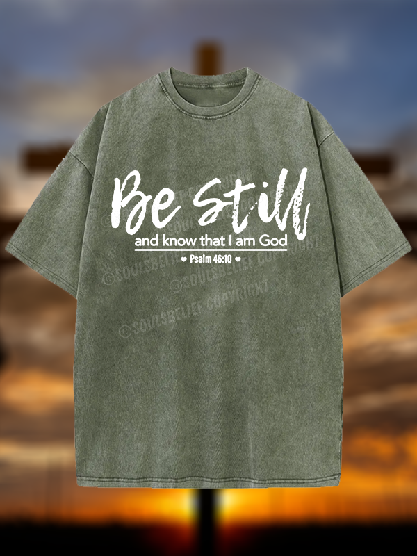 Psalm 46:10 Christian Washed T-Shirt