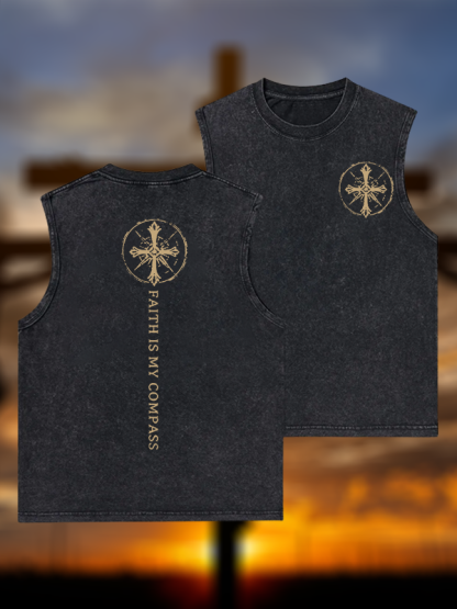 Faith Is My Compass Jesus God Christian Washed Tank
