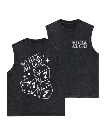 No Luck All God Christian Washed Tank
