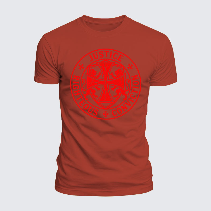 Luxe Mercerized Cotton Tee - Templar Virtues of the Knights Templar Shield