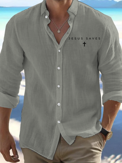 Jesus Saves Christian Resort Casual Shirt