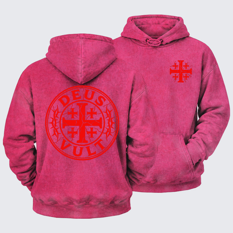 Washed Hoodie - Deus Vult