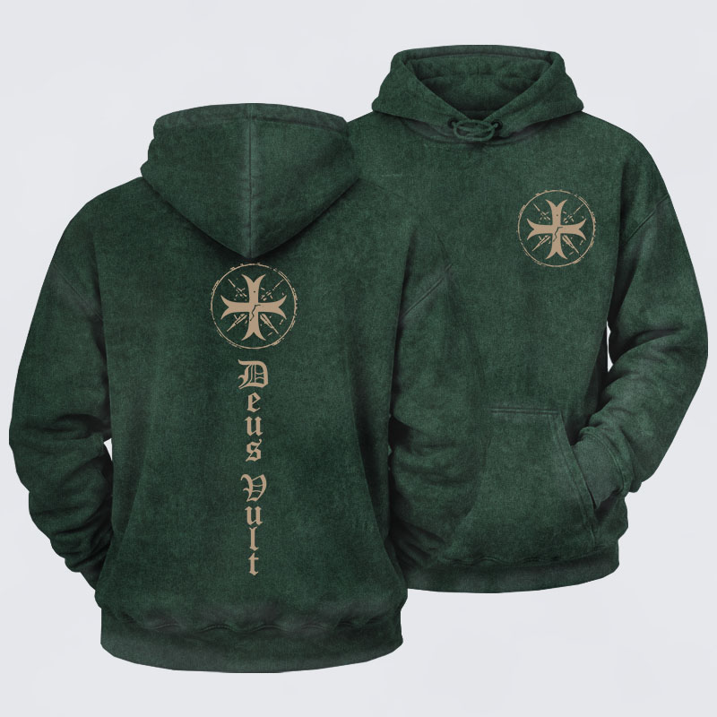 Washed Hoodie - Deus Vult
