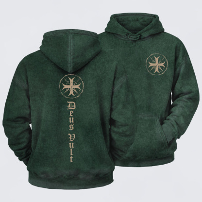 Washed Hoodie - Deus Vult