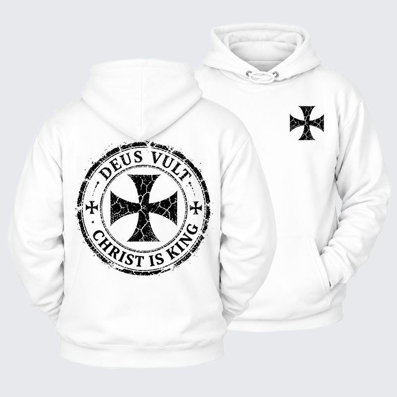 Plush Fleece-Lined Hoodie - Deus Vult Christ Is King