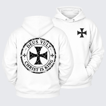 Plush Fleece-Lined Hoodie - Deus Vult Christ Is King