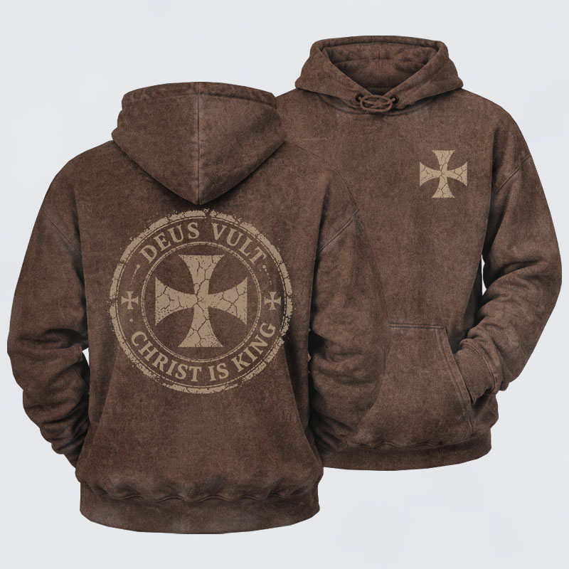Washed Hoodie - Deus Vult Christ Is King