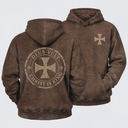 Washed Hoodie - Deus Vult Christ Is King