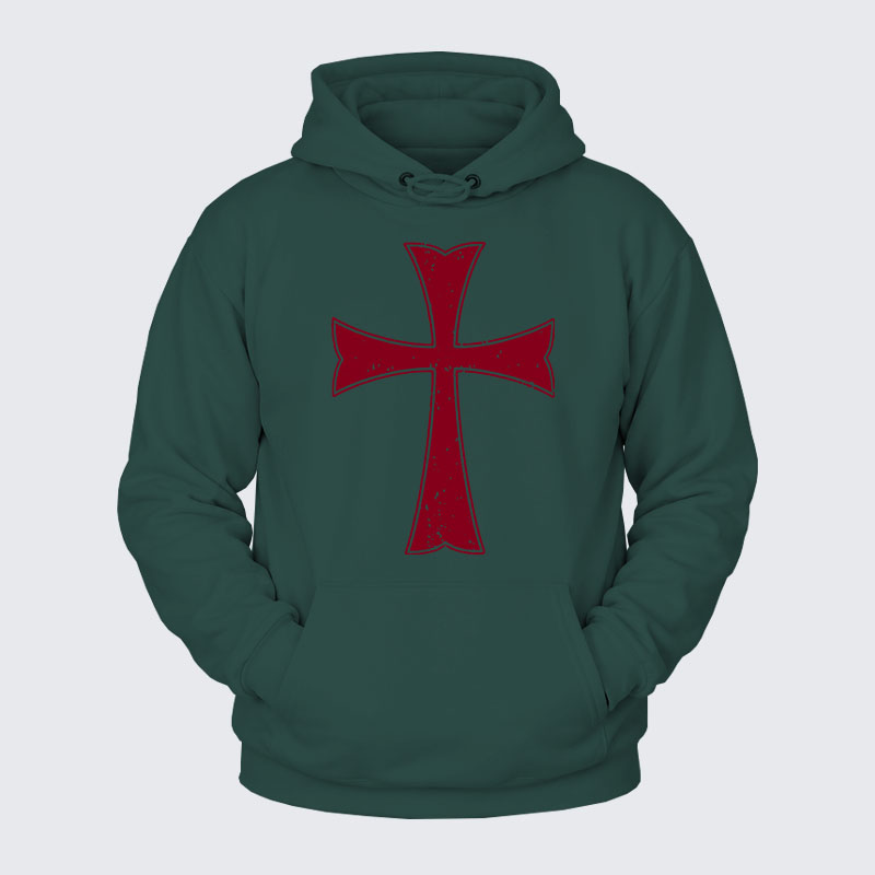 Plush Fleece-Lined Hoodie - Knights Templar Crusader Cross