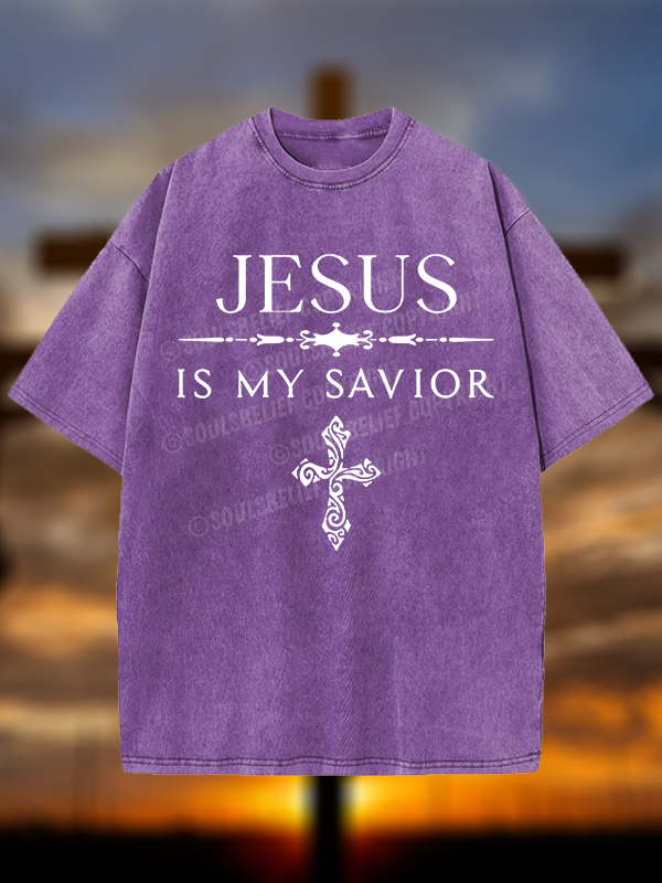 Jesus Is My Savior Christian Washed T-Shirt