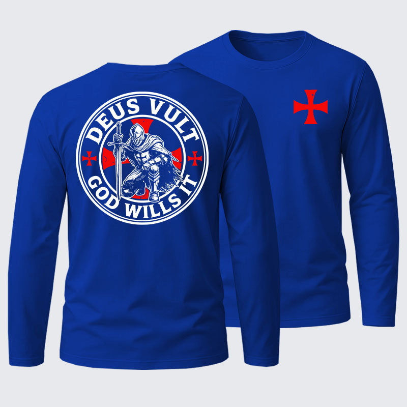 Knights Templar Deus Vult Cotton Long Sleeve T-Shirt