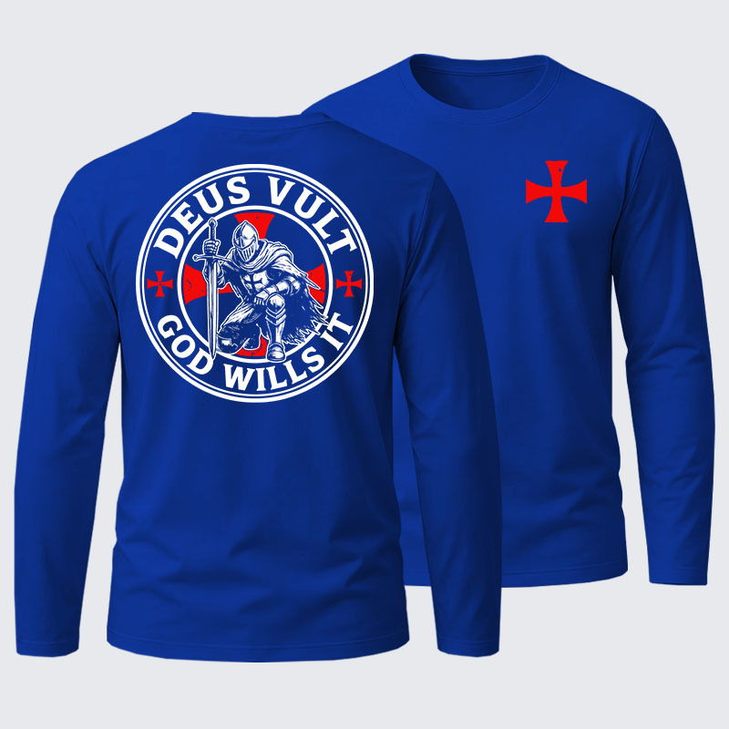 Knights Templar Deus Vult Cotton Long Sleeve T-Shirt