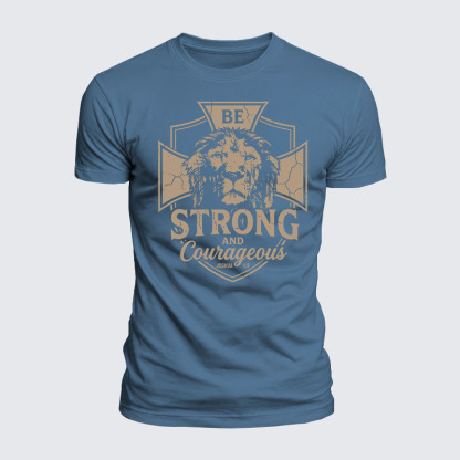 Luxe Mercerized Cotton Tee - Be Strong And Courageous Lion Joshua 1:9