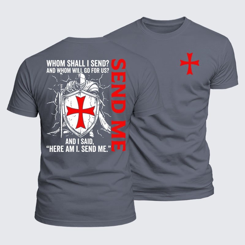 Luxe Mercerized Cotton Tee -  Here I Am Send Me Isaiah 6:8 Knight Templar Crusader
