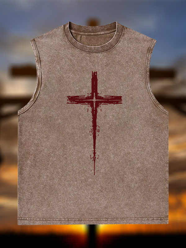 Light of Cross Jesus God Christian Washed Tank