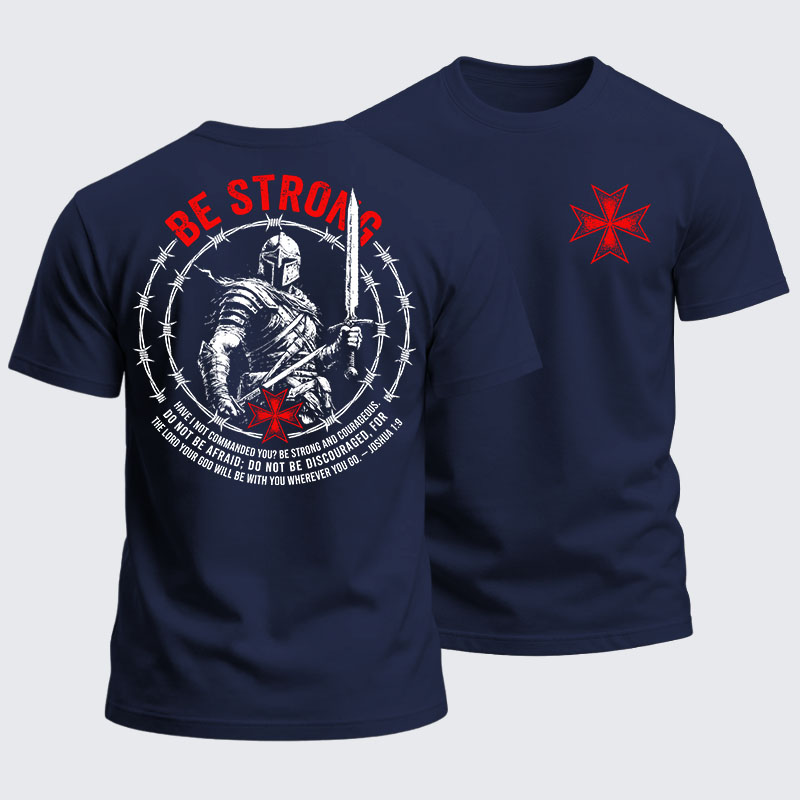 Heavyweight Cotton Tee - Be Strong And Courageous Joshua 1:9