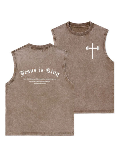 Jesus Is King  Christian Washed Tank
