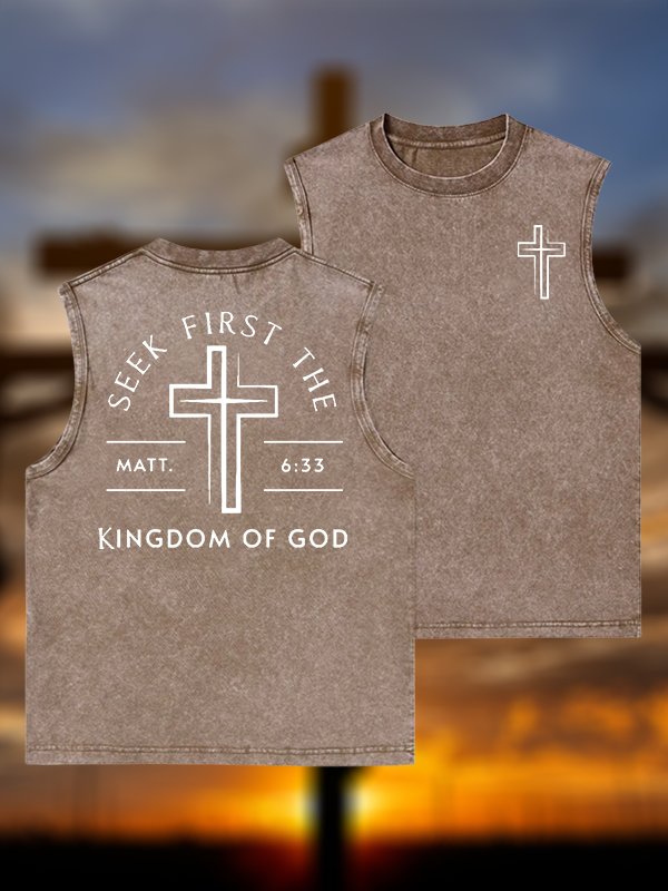 Seek First The Kingdom Of God Jesus God Christian Washed Tank